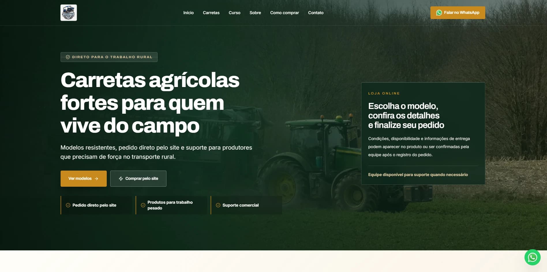 Site da Carretas Agrícolas VAR desenvolvido pela MecSystems
